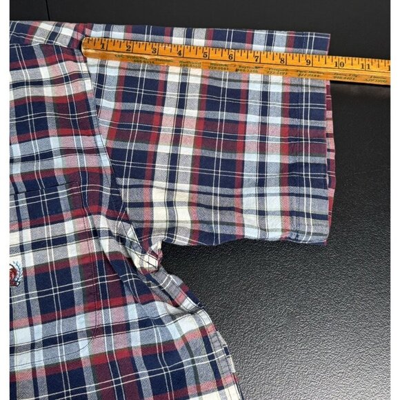 Cinch Plaid Short Sleeve Button Down Western Men's Large Cowboy Rodeo Blue Red - Picture 7 of 8